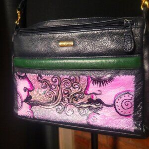 Via Piaggi Hand-Painted Leather Crossbody Purse - "One of a Kind"